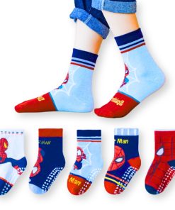 Set 5 đôi tất siêu nhân người nhện cho bé trai vớ cổ ngắn chống trượt PK54_A