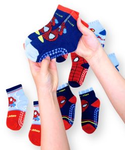 Set 5 đôi tất siêu nhân người nhện cho bé trai vớ cổ ngắn chống trượt PK54_A