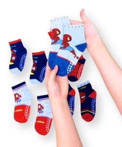 Set 5 đôi tất siêu nhân người nhện cho bé trai vớ cổ ngắn chống trượt PK54_A