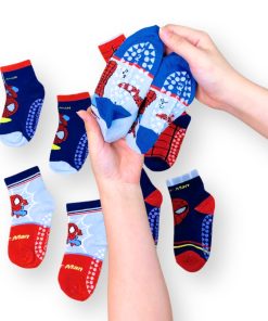 Set 5 đôi tất siêu nhân người nhện cho bé trai vớ cổ ngắn chống trượt PK54_A