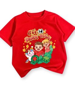 Áo thun tết cho bé dưới 43kg cotton mát áo cho bé trai bé gái mặc du xuân AT54_C