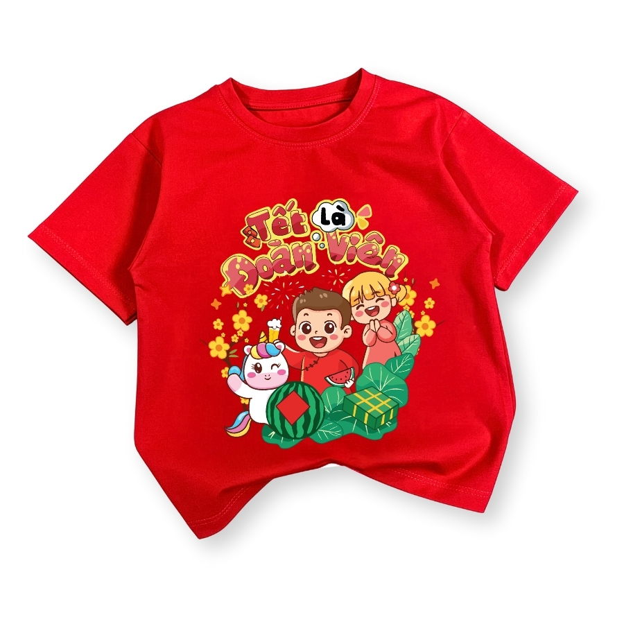 ao thun tet cho be duoi 43kg in “tet la doan vien” thun cotton thoang mat ao tet be trai & be gai do mac du xuan at54_c (6) Áo thun tết cho bé dưới 43kg cotton mát áo cho bé trai bé gái mặc du xuân AT54_C