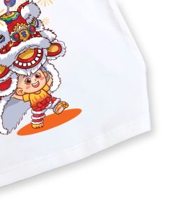 Áo thun tết cho bé trai và bé gái dưới 43kg màu trắng thun cotton mềm mịn, thoáng mát AT54_A