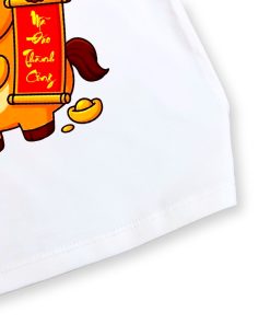 Áo thun tết cho bé trai & bé gái màu trắng họa tiết ngựa chúc tết 2026 AT54_B